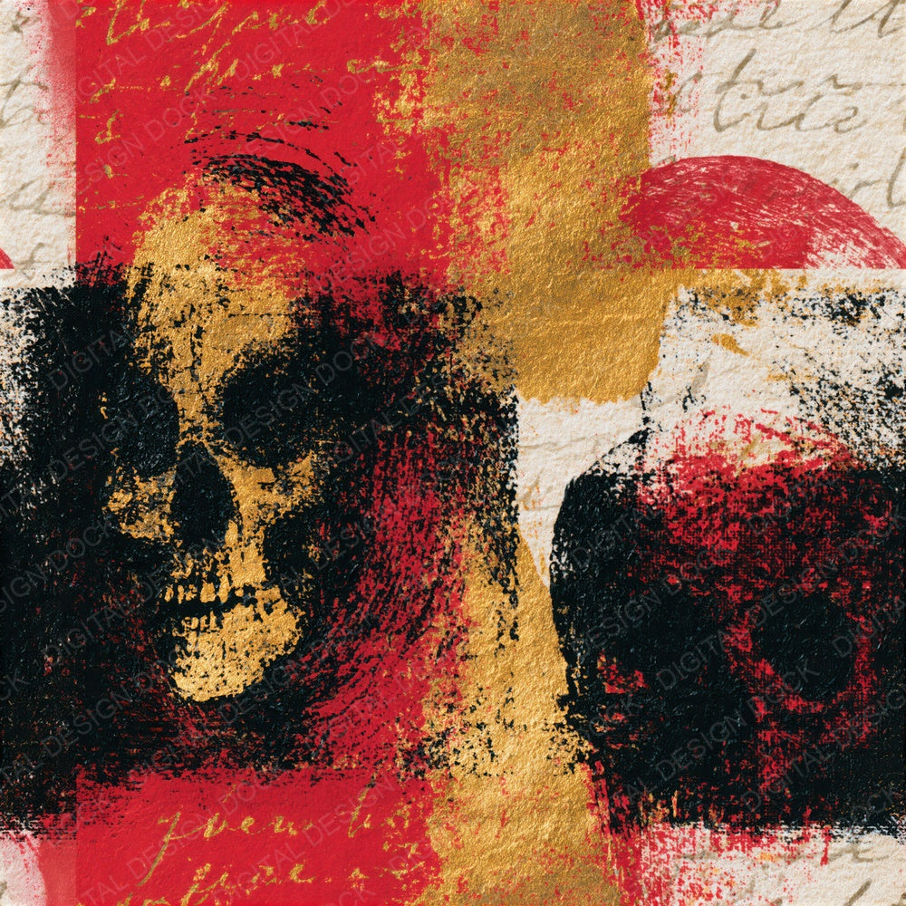 Risograph Grungy Skulls Black Oxblood Seamless Digital Paper Pack (DDD016611)