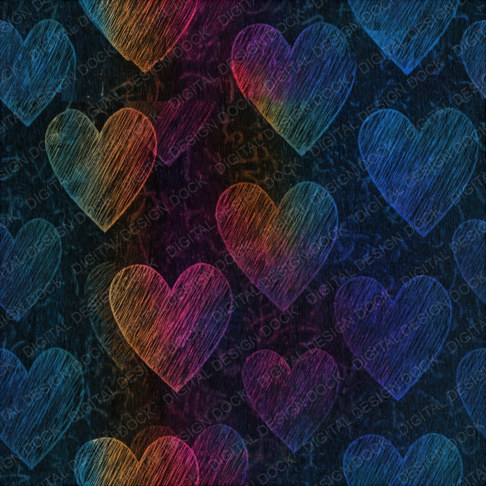 Scratchboard Love Hearts Black Bone Seamless Digital Paper Pack (DDD016615)