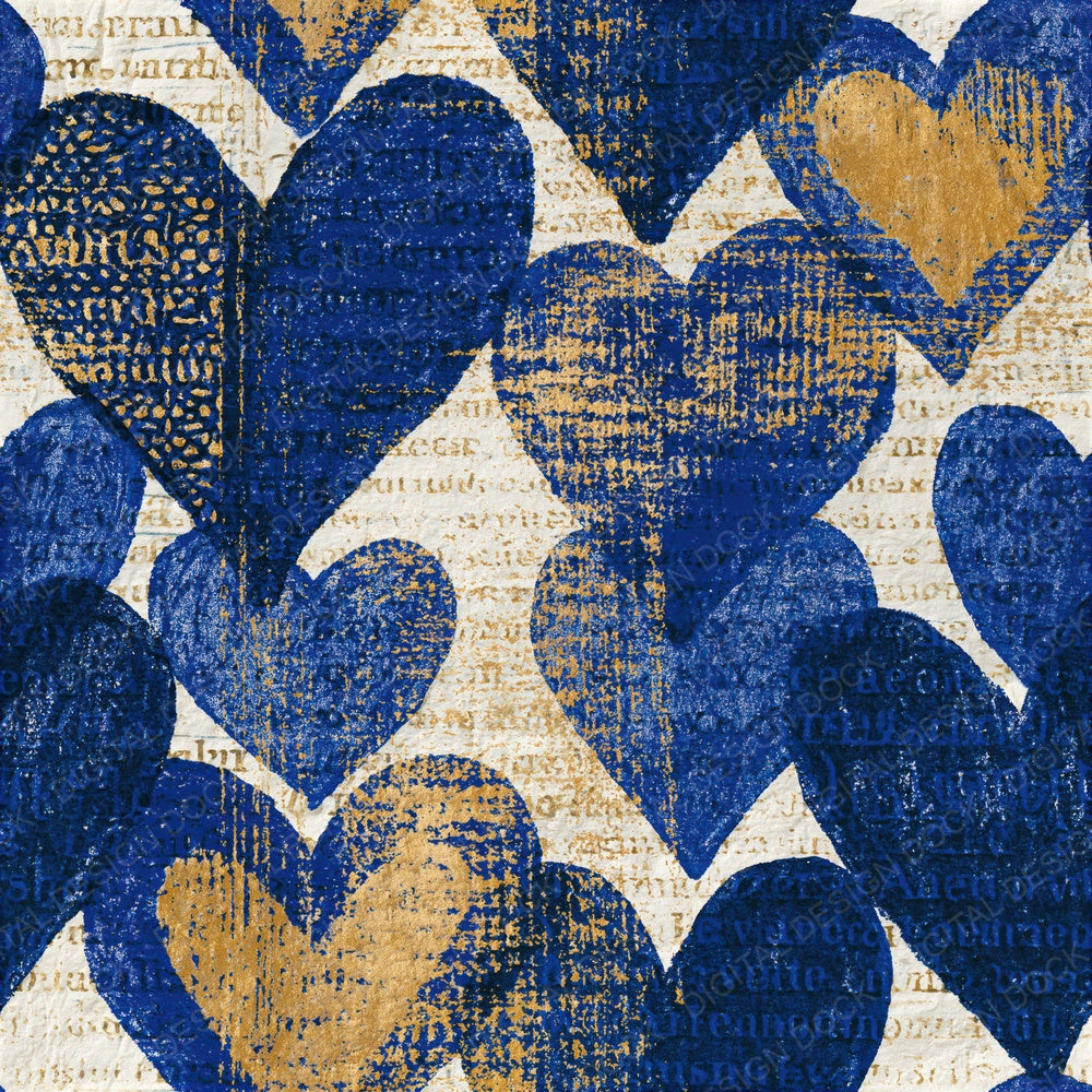 Lithograph Love Hearts Indigo Ivory Seamless Digital Paper Pack (DDD016628)