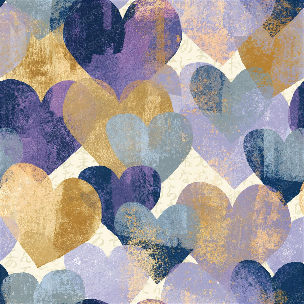 Screenprint Love Hearts Lavender Seamless Digital Paper Pack (DDD016639)