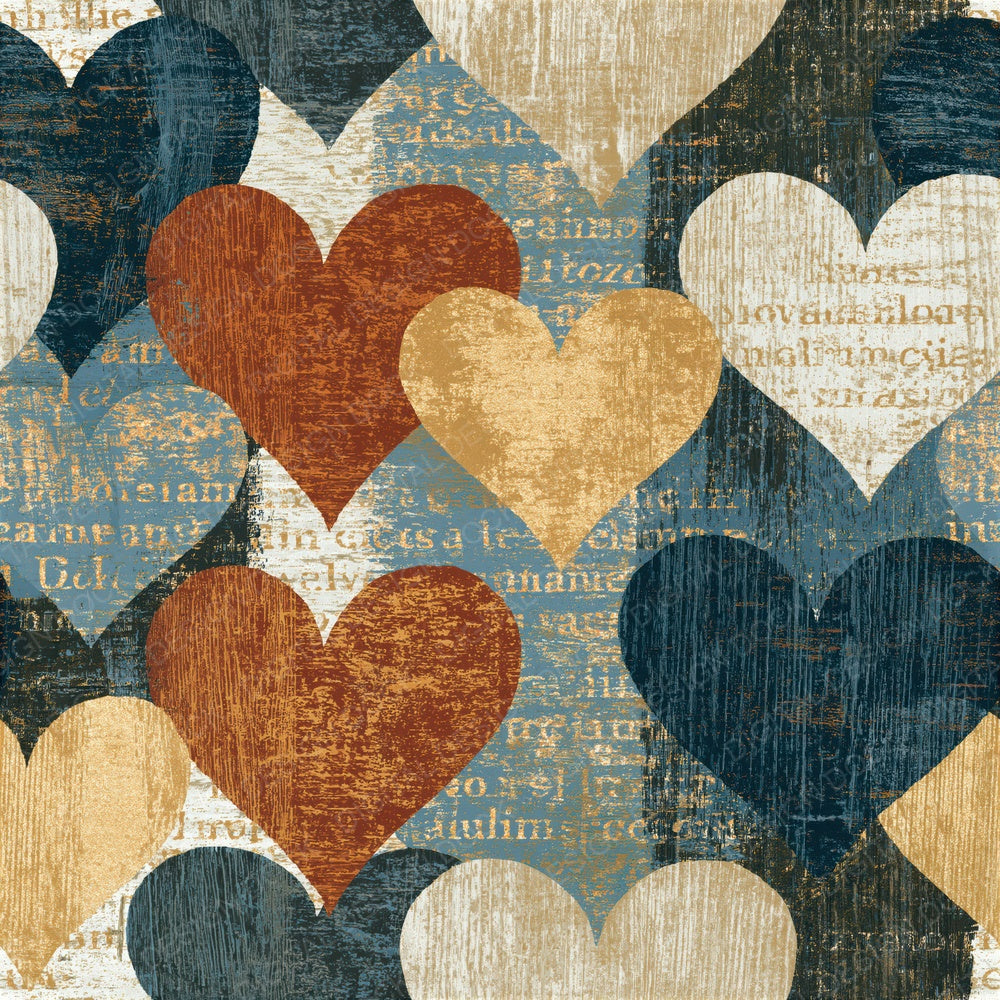 Woodcut Love Hearts Slate Chalk Seamless Digital Paper Pack (DDD016644)