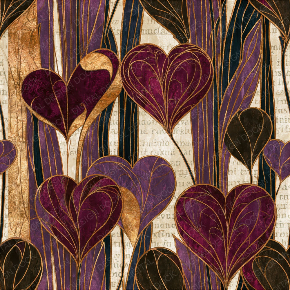 Ert Love Hearts Burgundy Chocolate Seamless Digital Paper Pack (DDD016649)
