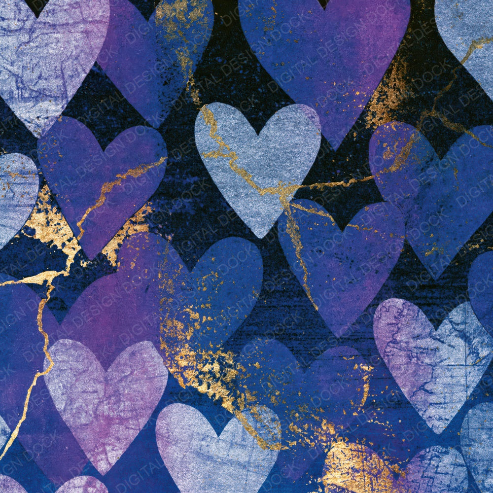 Risograph Love Hearts Violet Silver Digital Paper Pack (DDD016654)