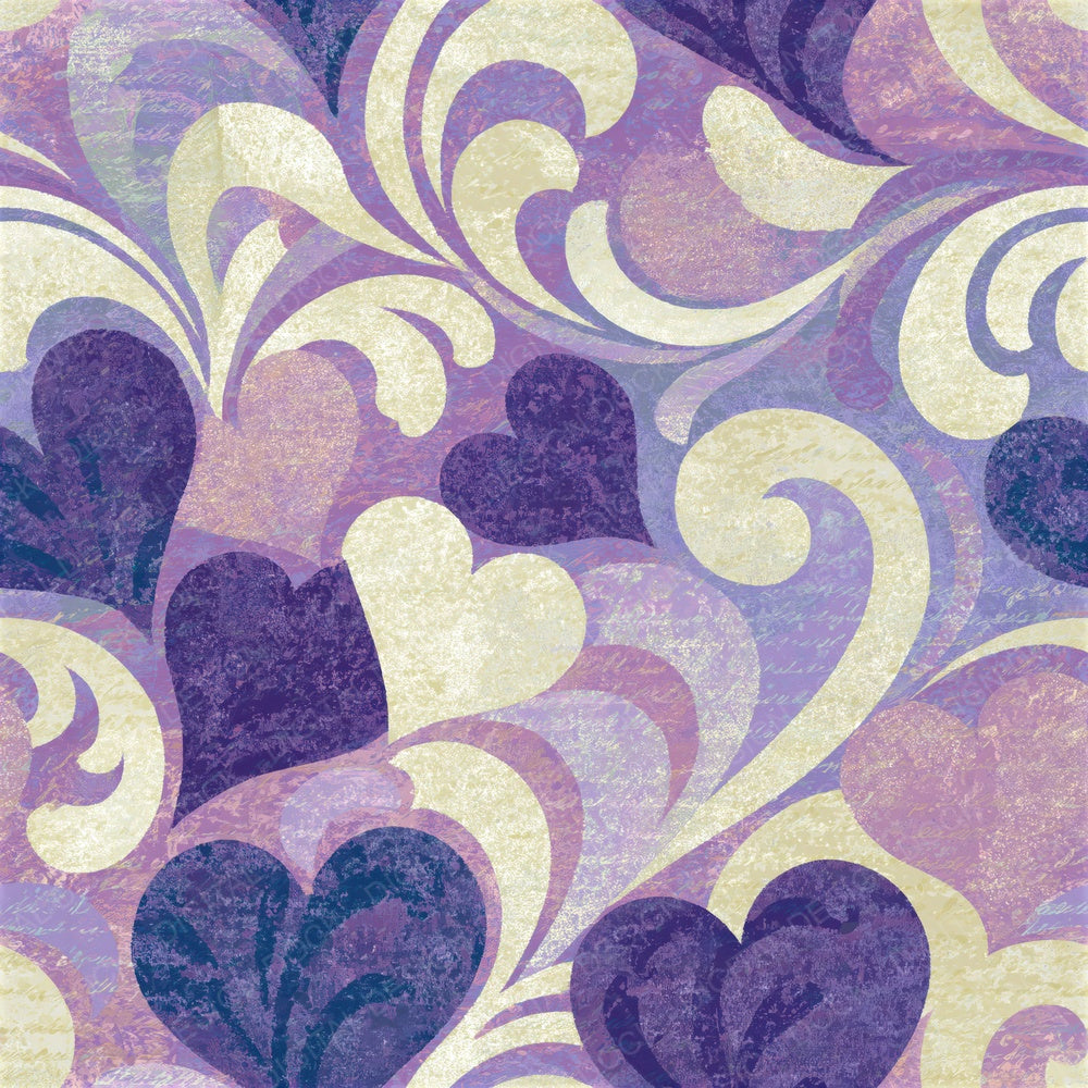 Rococo Love Hearts Lavender Cream Seamless Digital Paper Pack (DDD016655)