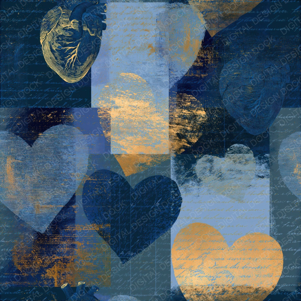 Scientific Hearts Indigo Blue Seamless Digital Paper Pack (DDD016656)