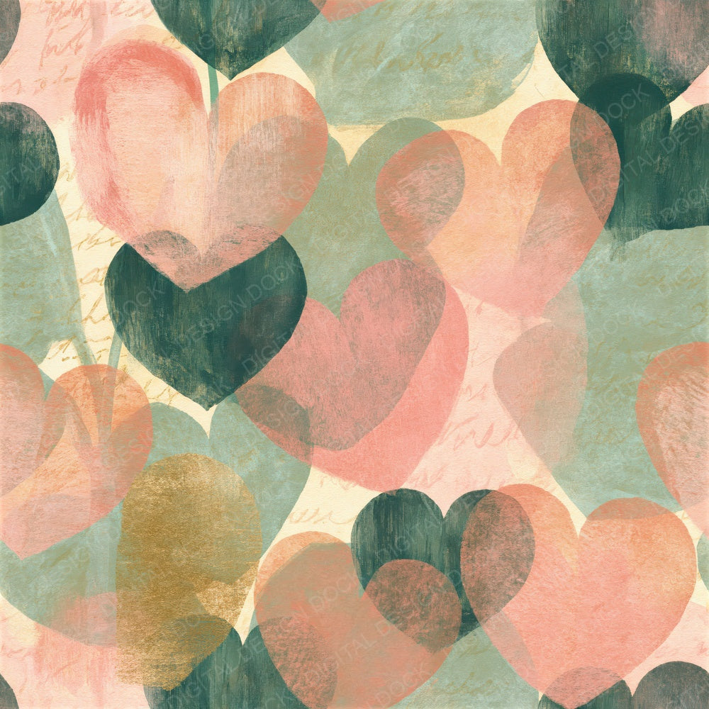 Blueprint Love Hearts Sage Rose Seamless Digital Paper Pack (DDD016668)