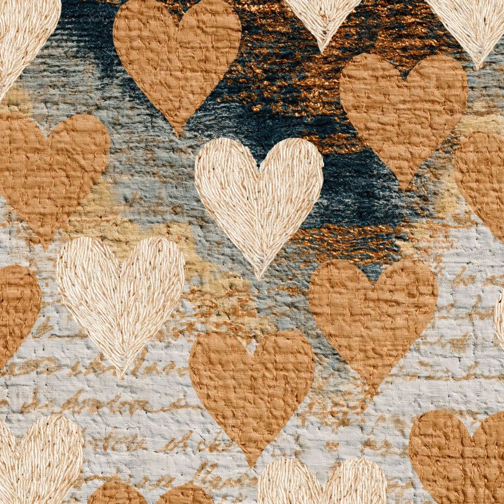 Kantha Love Hearts Cream Camel Digital Paper Pack (DDD016673)