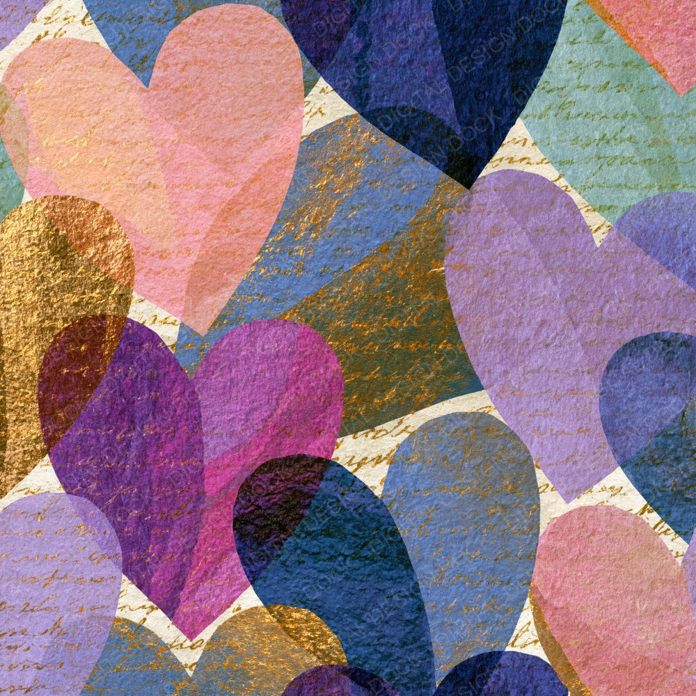 Layered Love Hearts Rose Lilac Abstract Digital Paper Pack (DDD016674)