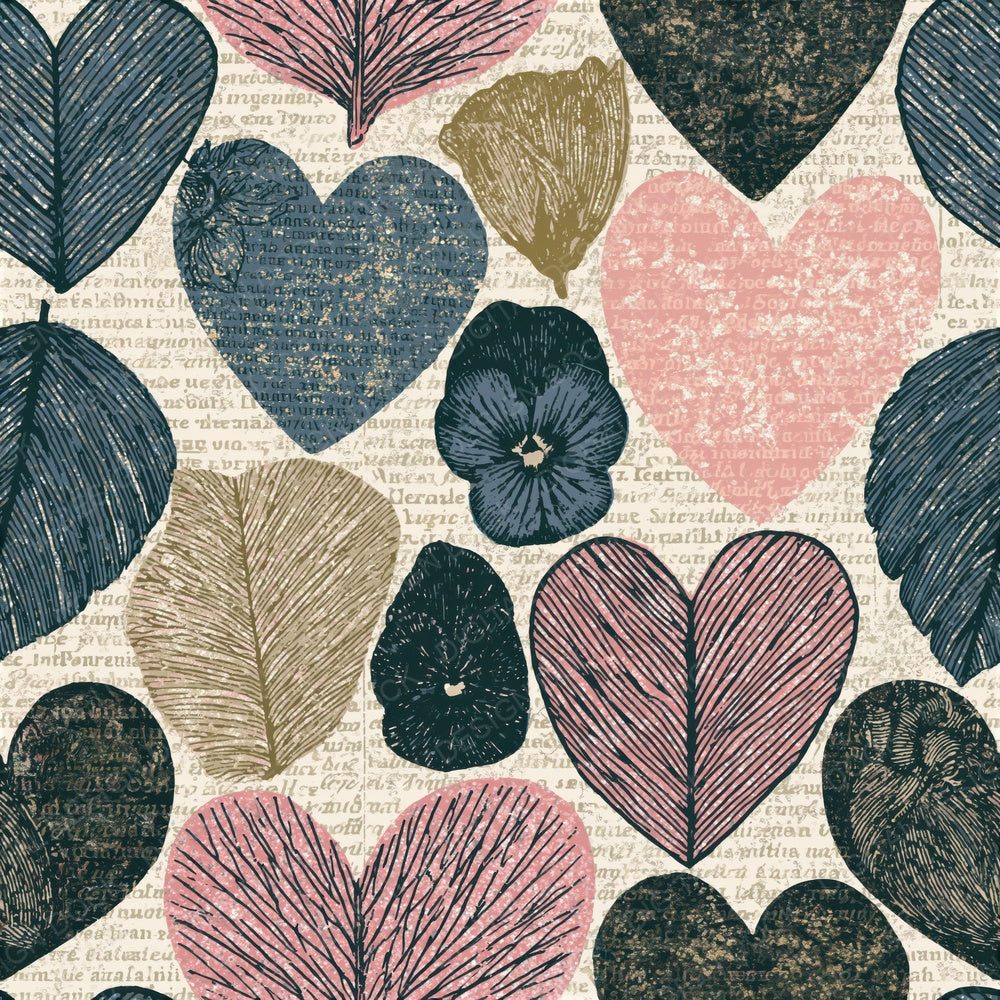 Scientific Hearts Rose Charcoal Seamless Digital Paper Pack (DDD016680)