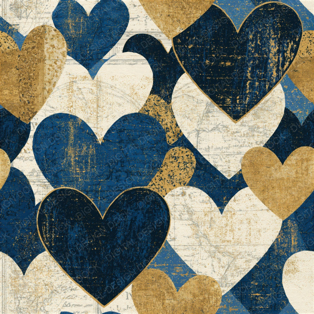 Vintage Advertising Love Hearts Midnight Bone Seamless Digital Paper Pack (DDD016683)