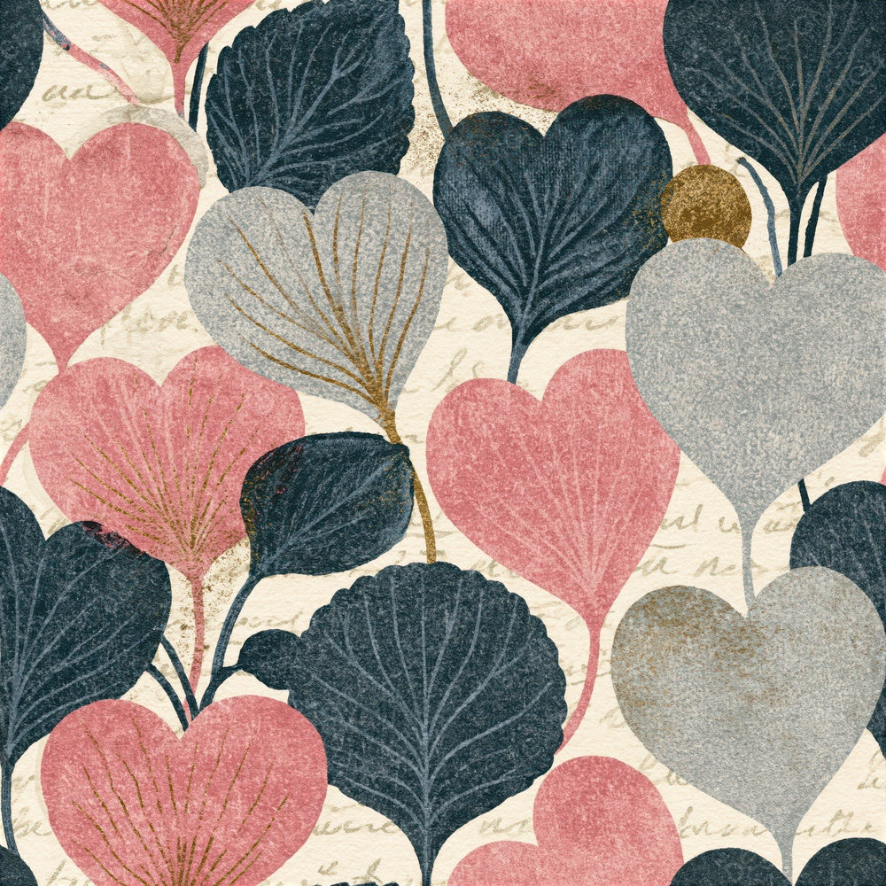 Vintage Seed Packet Hearts Dusty Rose Seamless Digital Paper Pack (DDD016684)