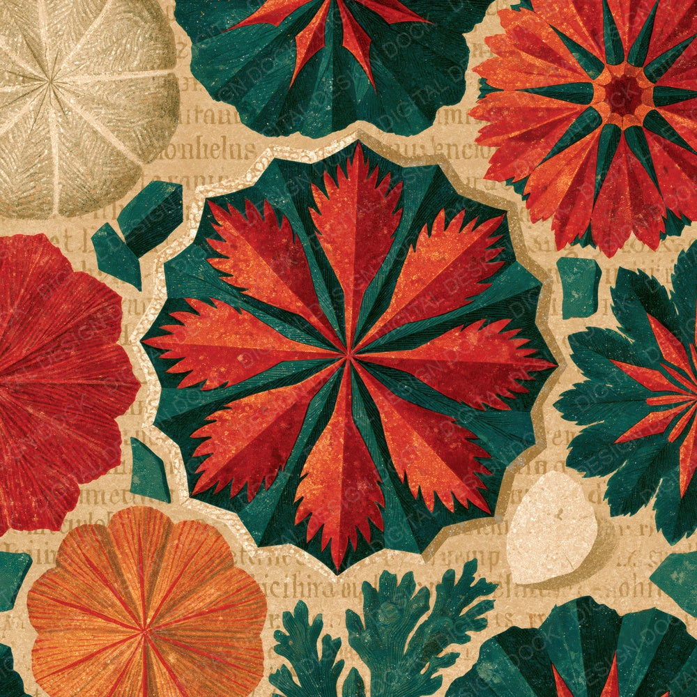 Haeckel Coral Crimson Jade Ochre Digital Paper Pack (DDD016693)