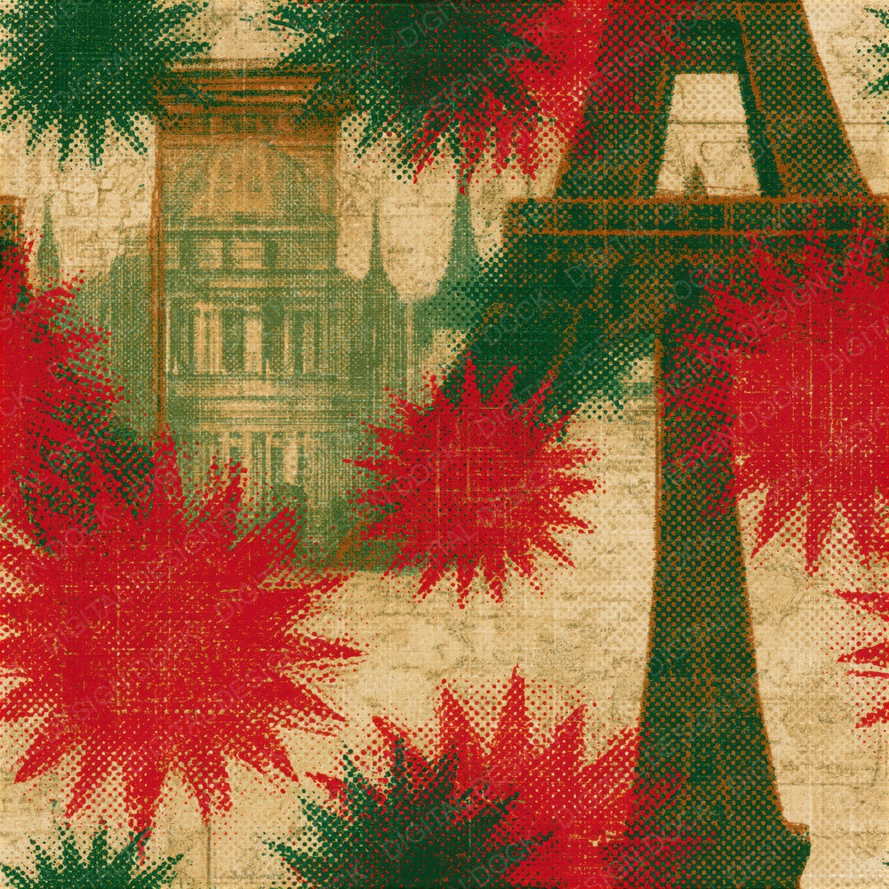 Halftone Eiffel Tower Paris Seamless Digital Paper Pack (DDD016695)