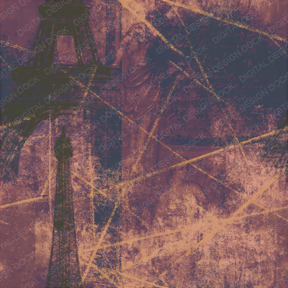 Roman Fresco Eiffel Tower Maps Seamless Digital Paper Pack (DDD016702)