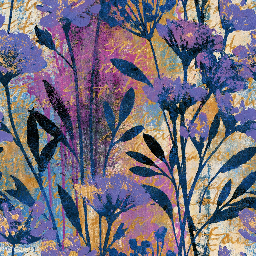 Graffiti Wildflowers Lilac Mauve Abstract Digital Paper Pack (DDD016714)
