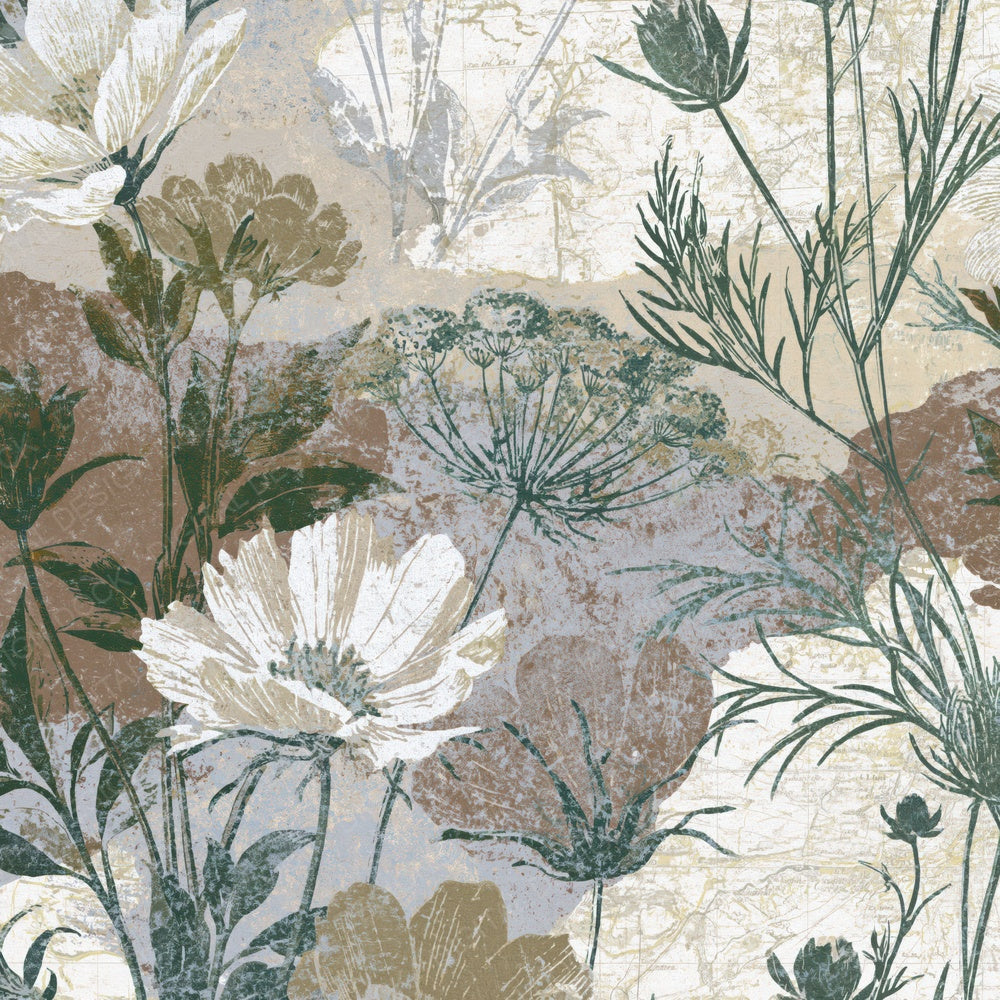 Another Botanical Wildflowers Oyster Parchment digital paper shown full size