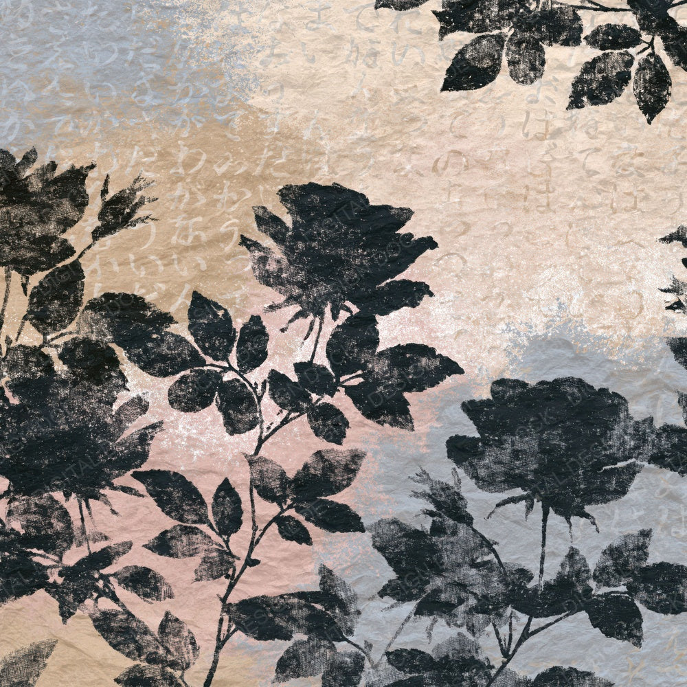 Another Charcoal Roses Sand Dove Grey digital paper shown full size