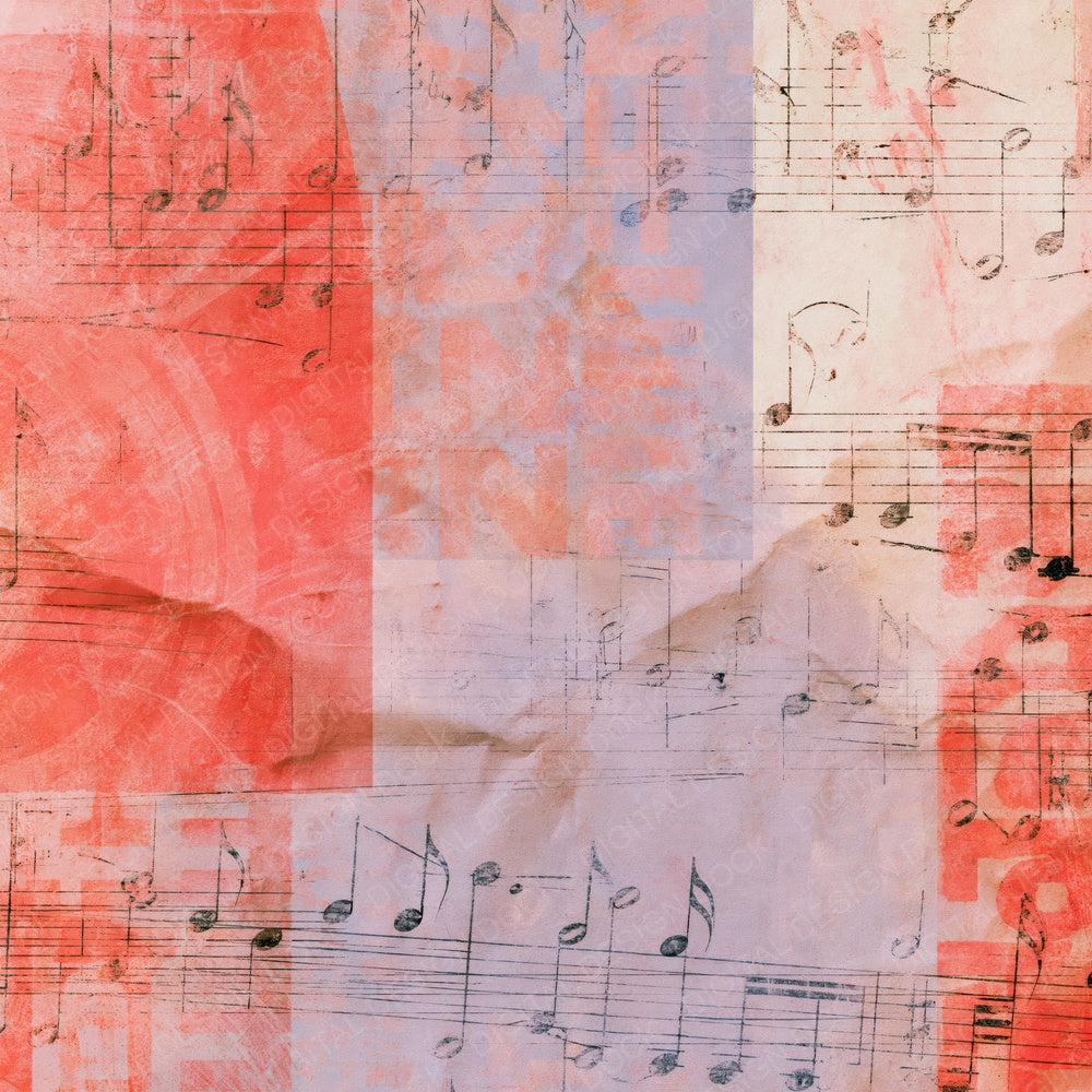 Music Indie Notes Lavender Coral Digital Paper Pack (DDD016849)
