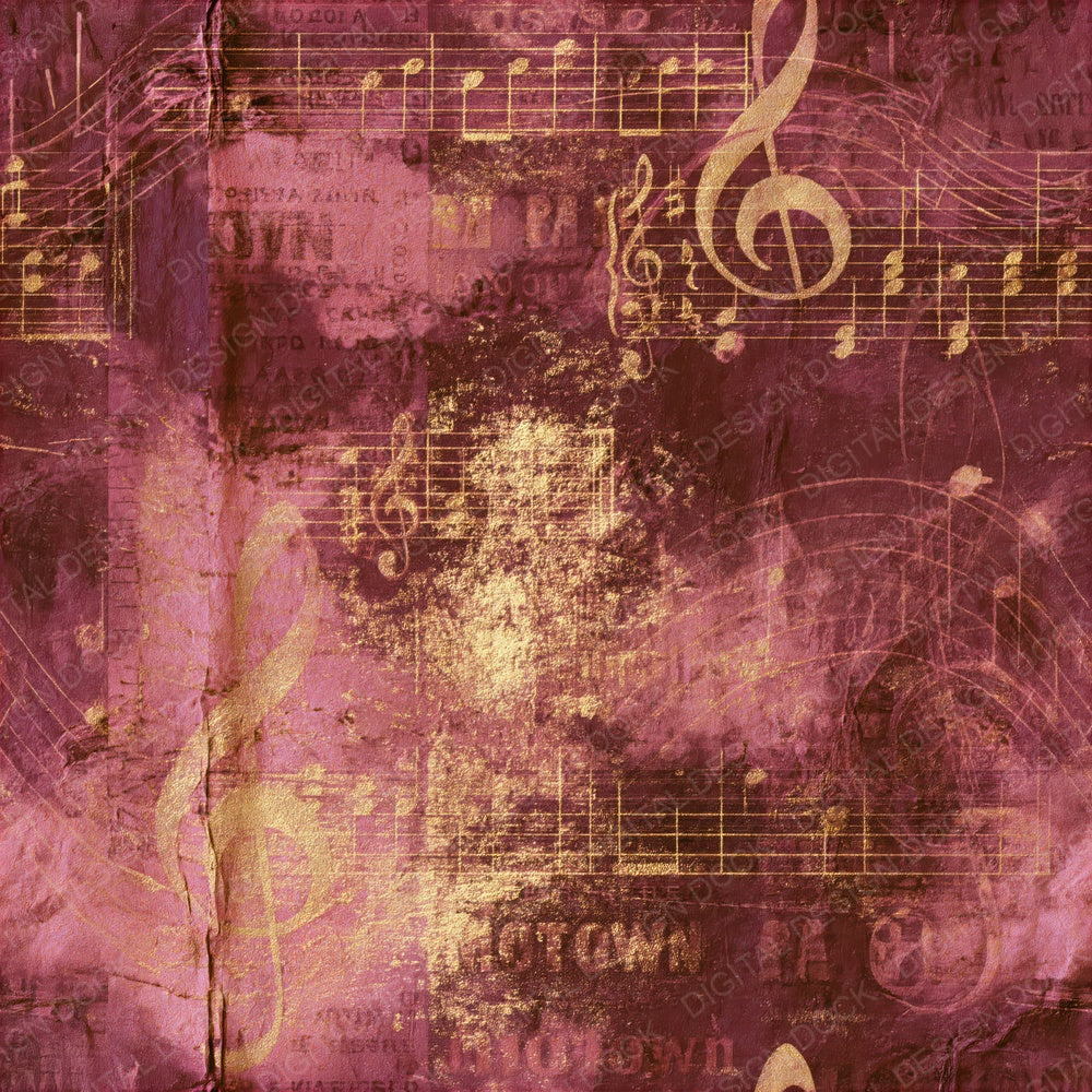 Music Soul Notes Aubergine Gold Seamless Digital Paper Pack (DDD016850)