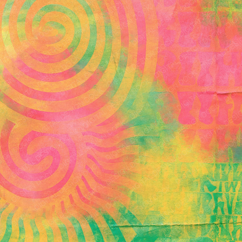 Rainbow Psychedelic Mustard Pink Digital Paper Pack (DDD016854)