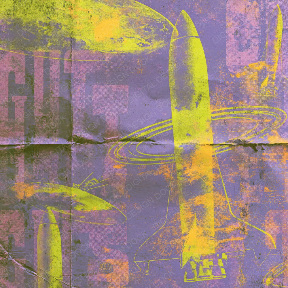 Sci Fi Rocket Purple Lime Digital Paper Pack (DDD016862)