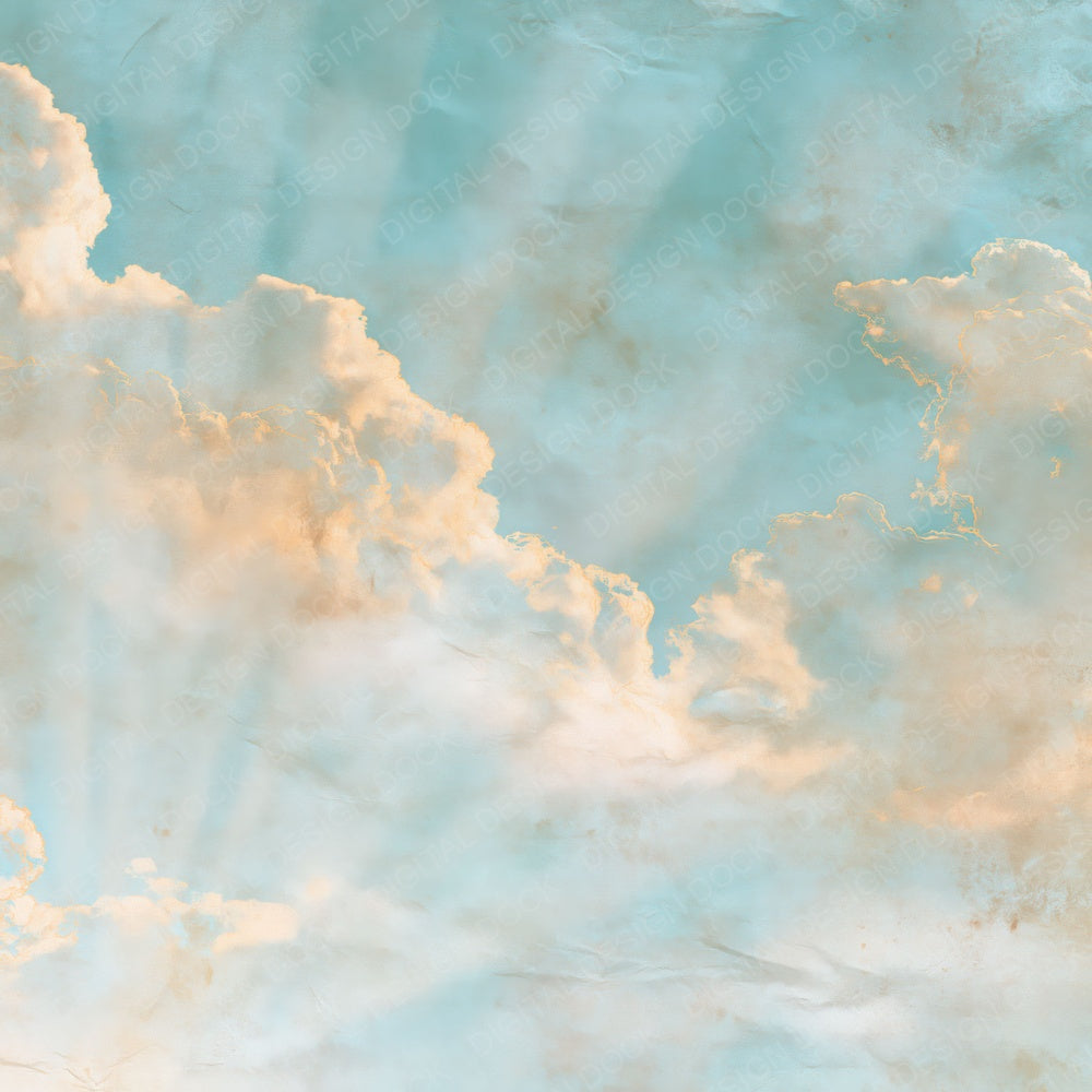 Sky Cumulus Blue Apricot Digital Paper Pack (DDD016876)