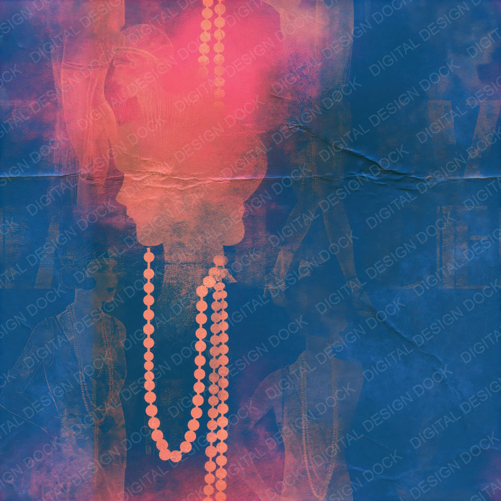 Art Deco Flapper Sapphire Rose Seamless Digital Paper Pack (DDD016894)