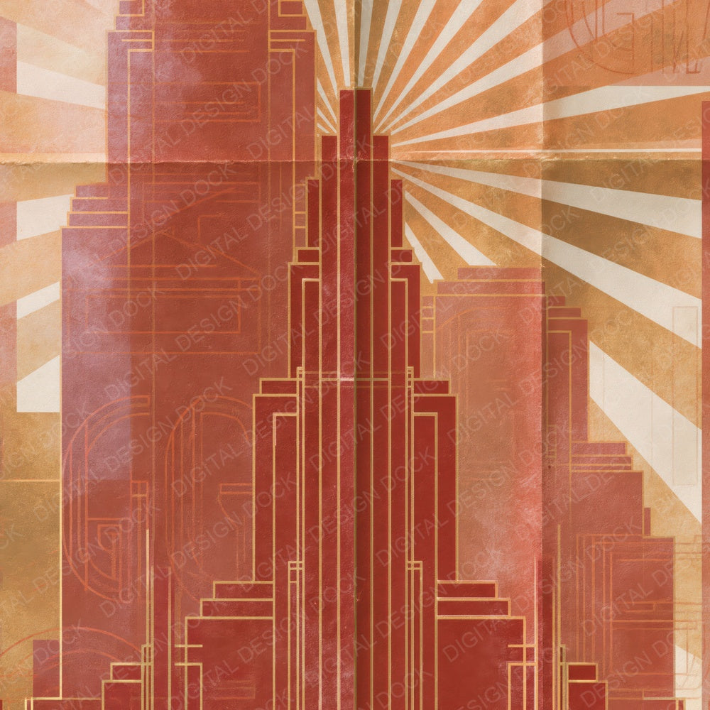 Art Deco Skyline Oxblood Bronze Digital Paper Pack (DDD016895)