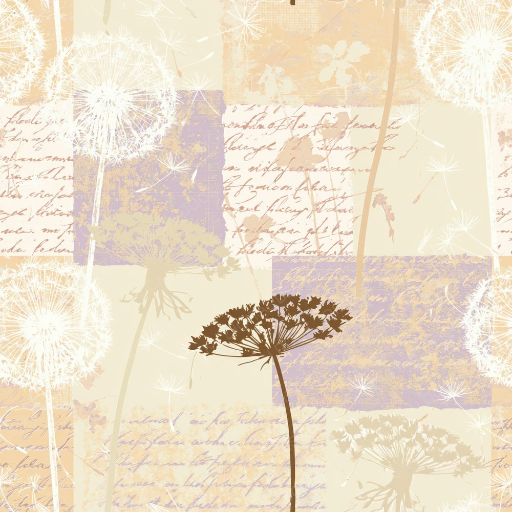 Dandelion Clock Seed Butter Lilac Cream Digital Paper Pack (DDD017251)