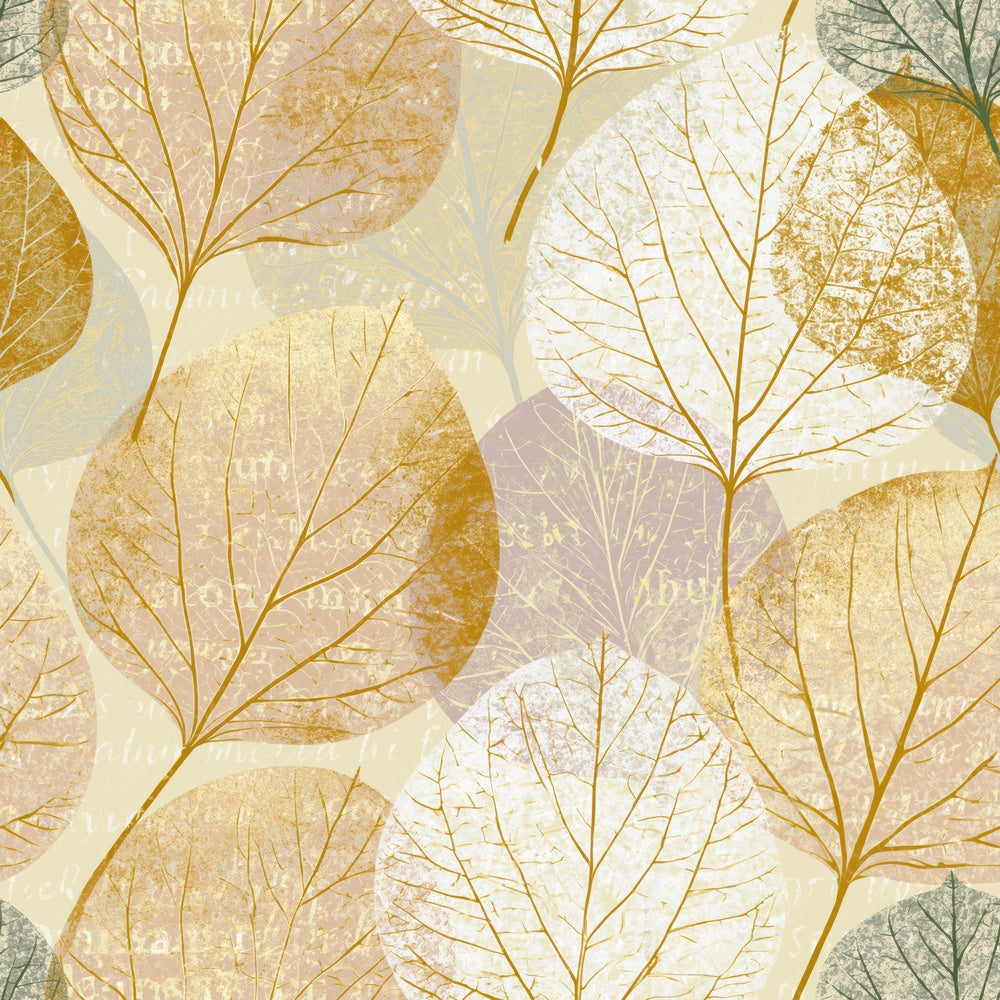 Linocut Leaf Xray Gold Pearl Texture Digital Paper Pack (DDD017352)