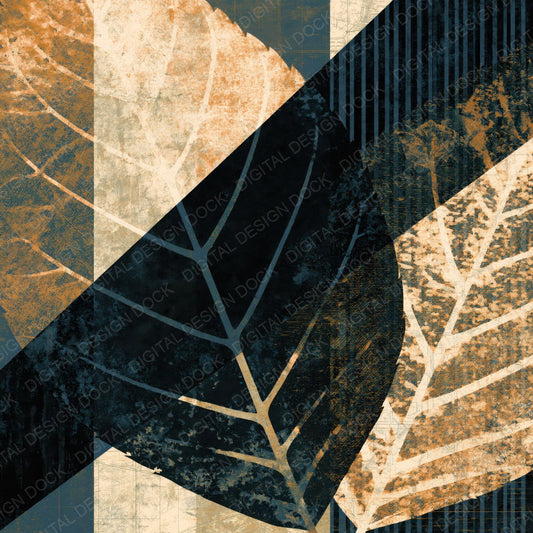 Single Constructivist Leaf Scan Black Bone Abstract digital paper shown full size