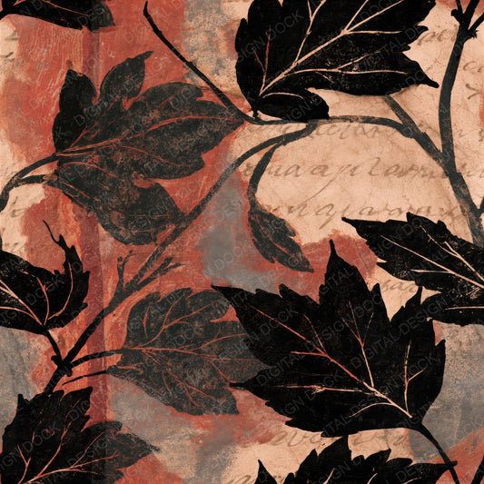 Single Greek Pottery Leaf Scan Sepia Seamless digital paper shown full size