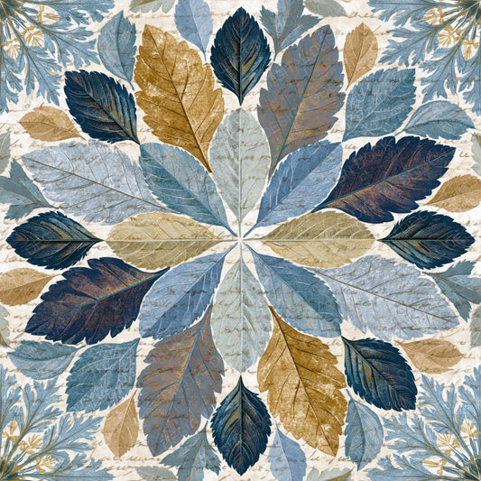 Single Haeckel Leaf Print Bone Frost digital paper shown full size