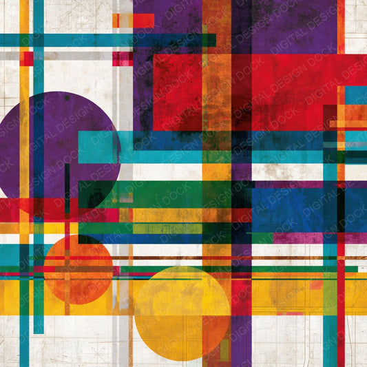 Suprematist Rainbow Crimson Abstract Digital Paper Pack (DDD017441)