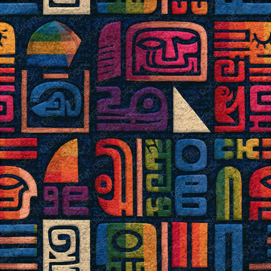 Aztec Rainbow Codex Abstract Seamless Digital Paper Pack (DDD017467)