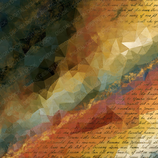 Low Poly Rainbow Amber Sage Abstract Digital Paper Pack (DDD017490)