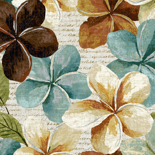Single Cottage Garden Rainbow Frangipani Mint digital paper shown full size