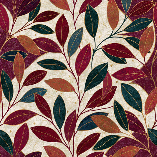 Single Chinoiserie Rainbow Mistletoe Merlot digital paper shown full size