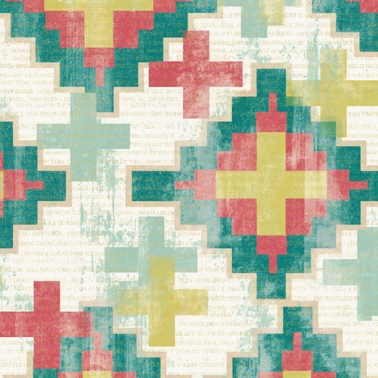 Single Colour Field Navajo Weaving Mint Strawberry Lemon digital paper shown full size
