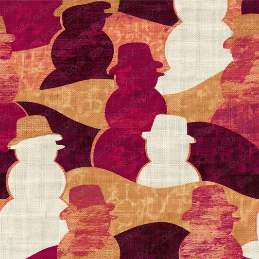 Single Embroidery Snowmen Port Warm Milk digital paper shown full size