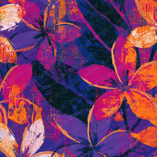 Expressionist Frangipani Magenta Purple Digital Paper Pack (DDD017653)
