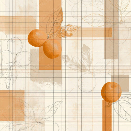 Single Pattern Studio Kumquat Ivory Kumquat Orange Citrus Leaf digital paper shown full size