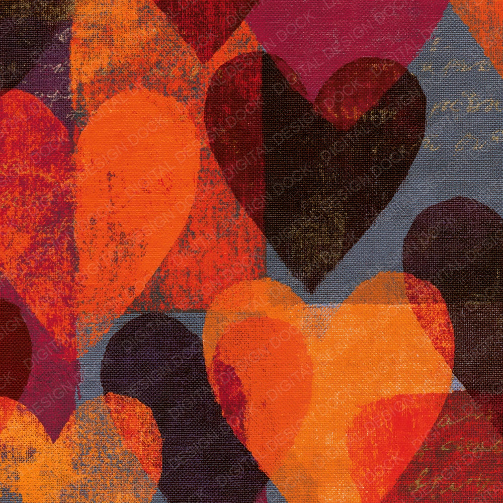 Screenprint Love Hearts Pumpkin Wine Abstract Digital Paper Pack (DDD018302)