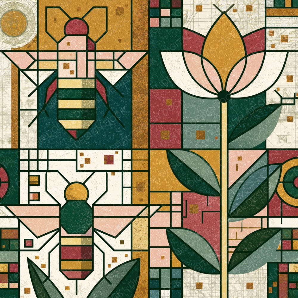 Aztec Bee Outlines Blush Sage Digital Paper Pack (DDD018406)