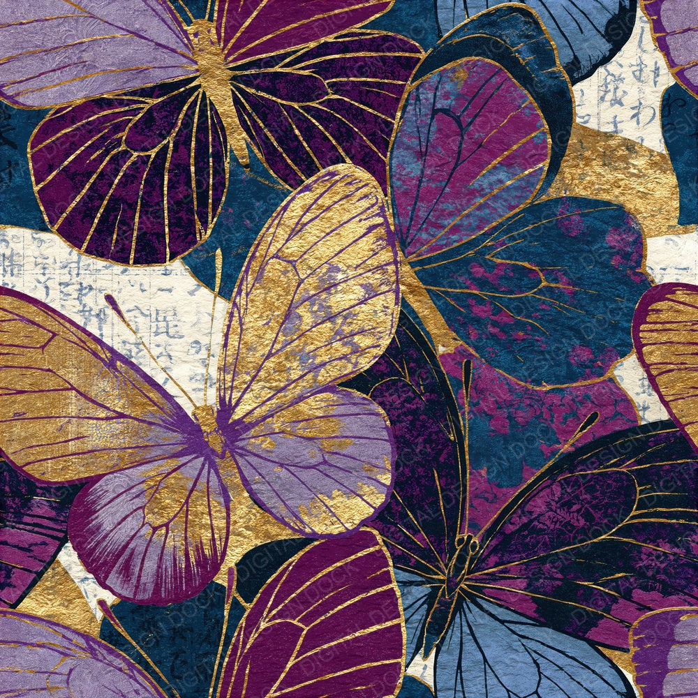 Maximalist Butterfly Plum Damson Seamless Digital Paper Pack (DDD018536)
