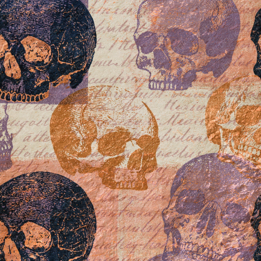 Another Lithograph Skulls Copper Mauve digital paper shown full size