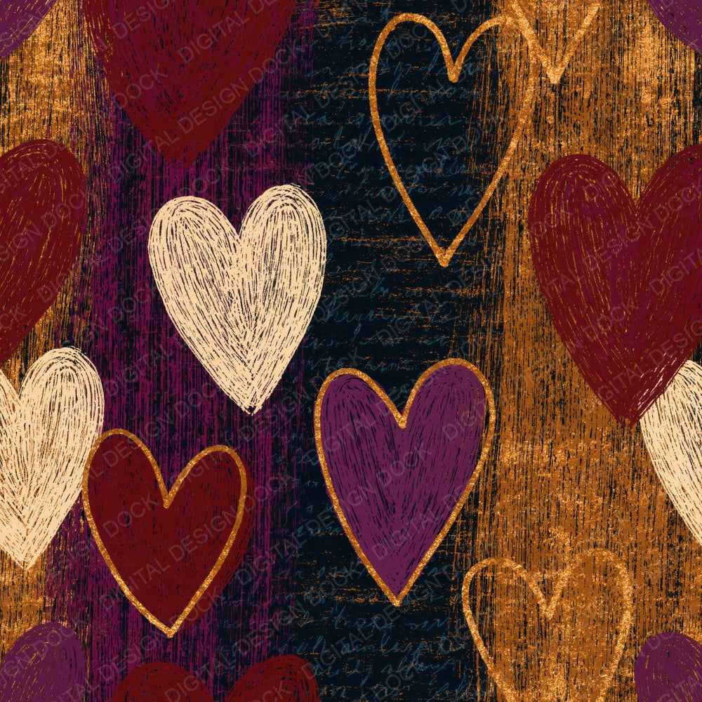Another Scratchboard Hearts Merlot Cream Abstract digital paper shown full size