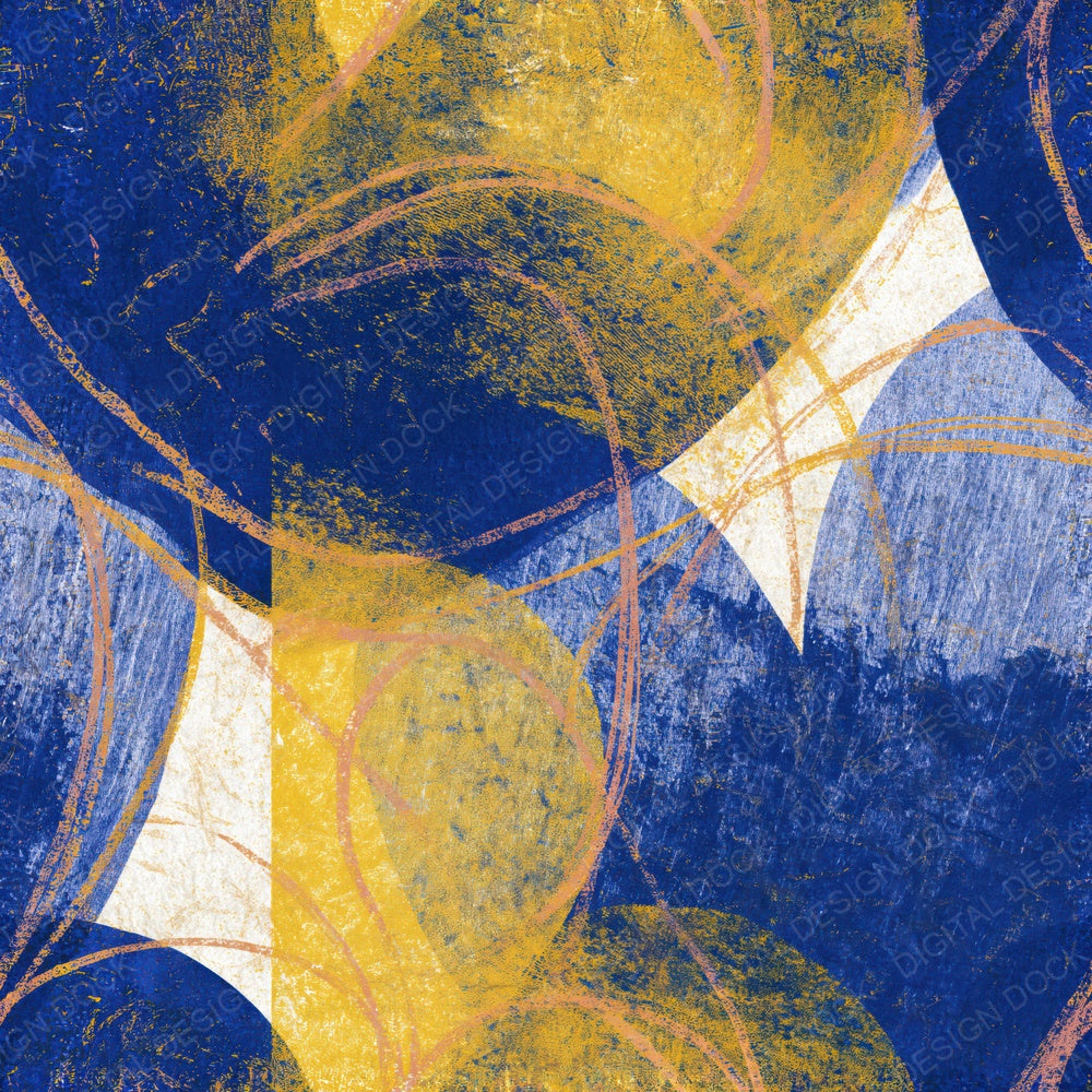 Another Etching Heart Outlines Cobalt Lemon Seamless digital paper shown full size