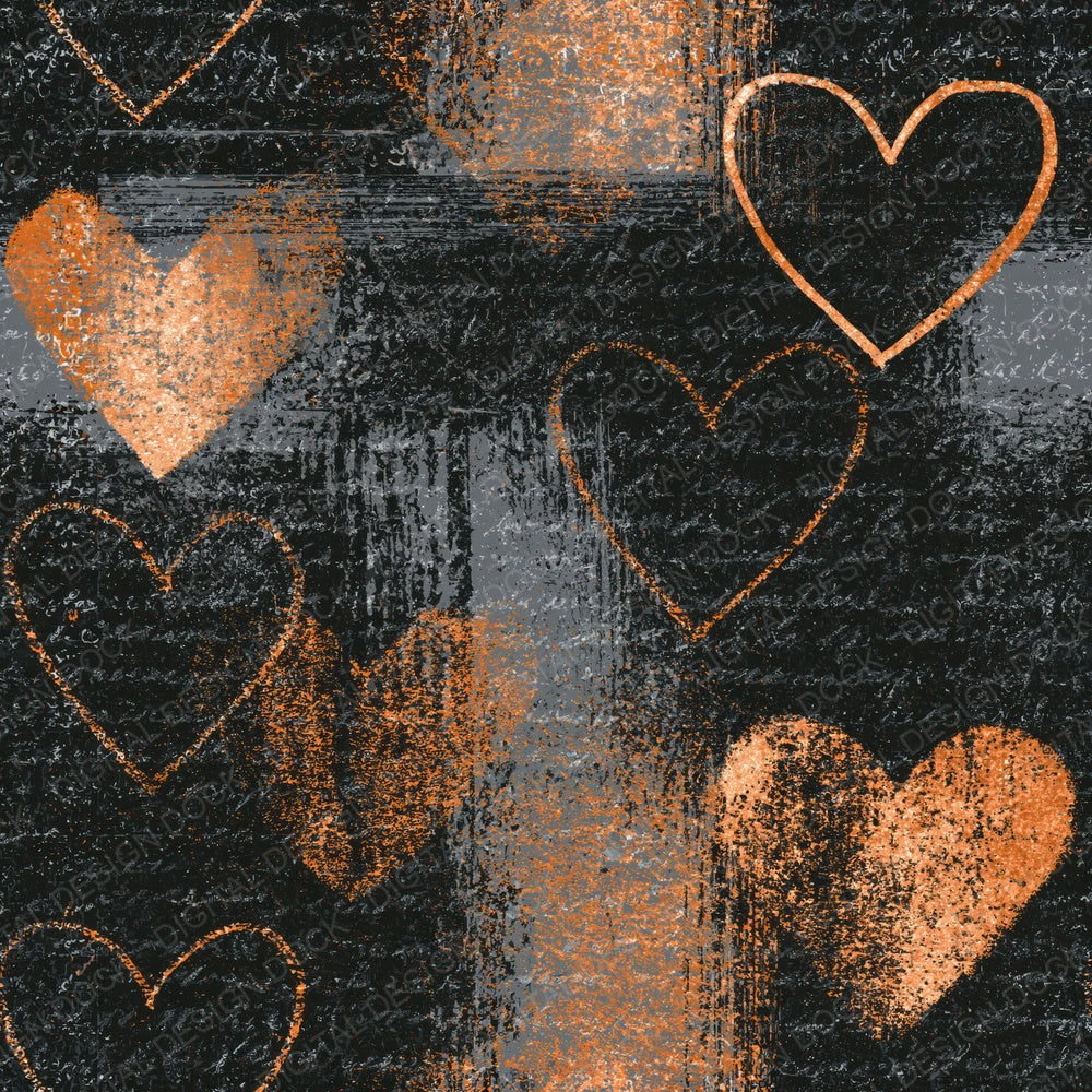 Another Scratchboard Hearts Black White Seamless digital paper shown full size