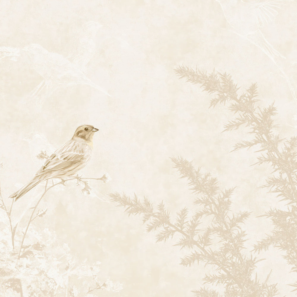 Another Yellowhammer Bird Farmland Cream Buttery Yellow Bone digital paper shown full size